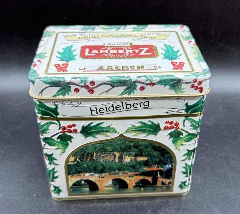 Lambertz Musical Wind Up Cookie Tin Music Box -We Wish You a Merry Christmas C36
